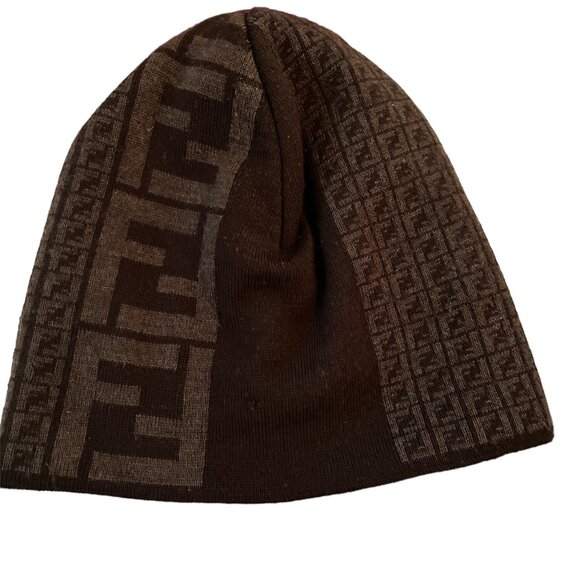 Fendi Brown Zucca Print Monogram Winter Hat